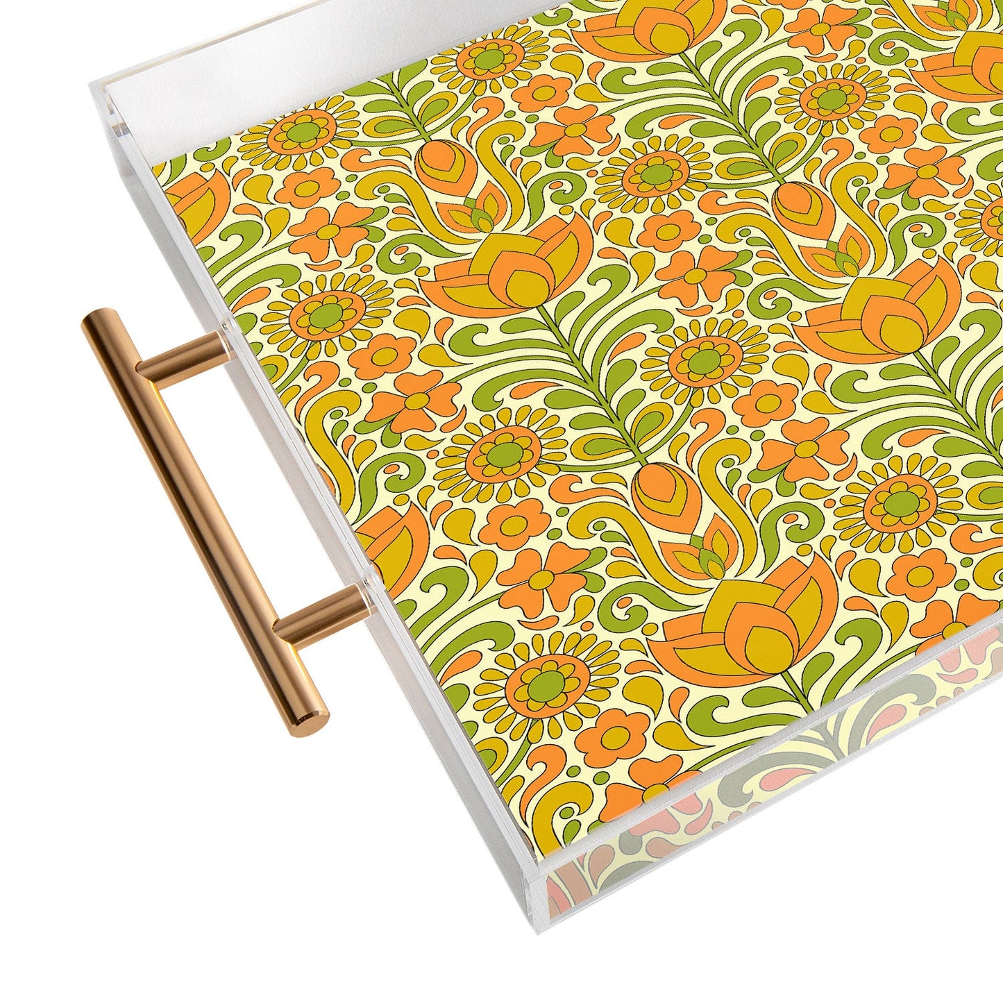 Jenean Morrison Climbing Floral Orange Acrylic Tray
