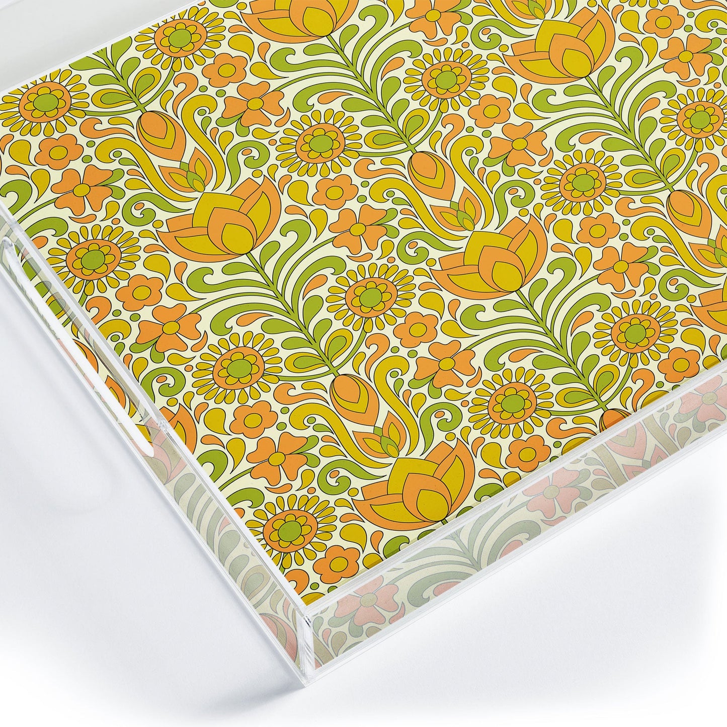 Jenean Morrison Climbing Floral Orange Acrylic Tray