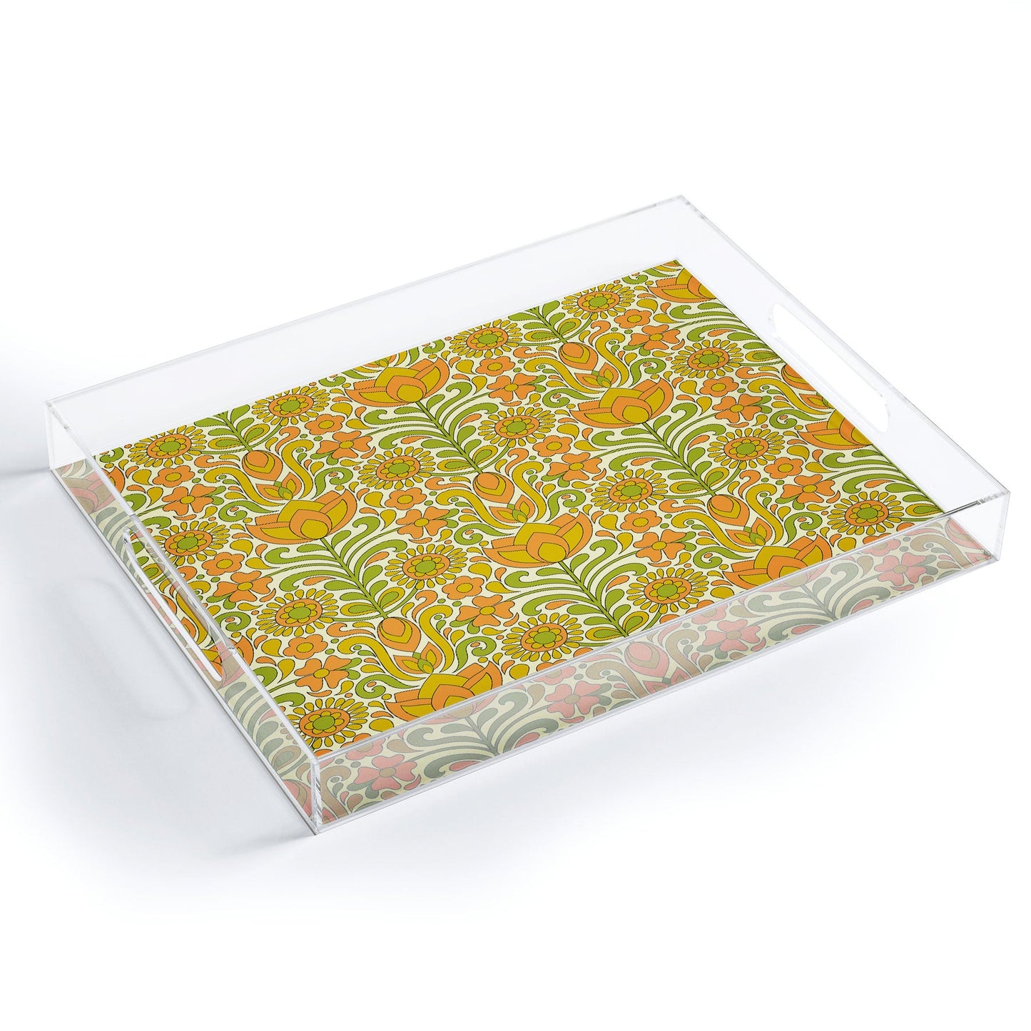 Jenean Morrison Climbing Floral Orange Acrylic Tray