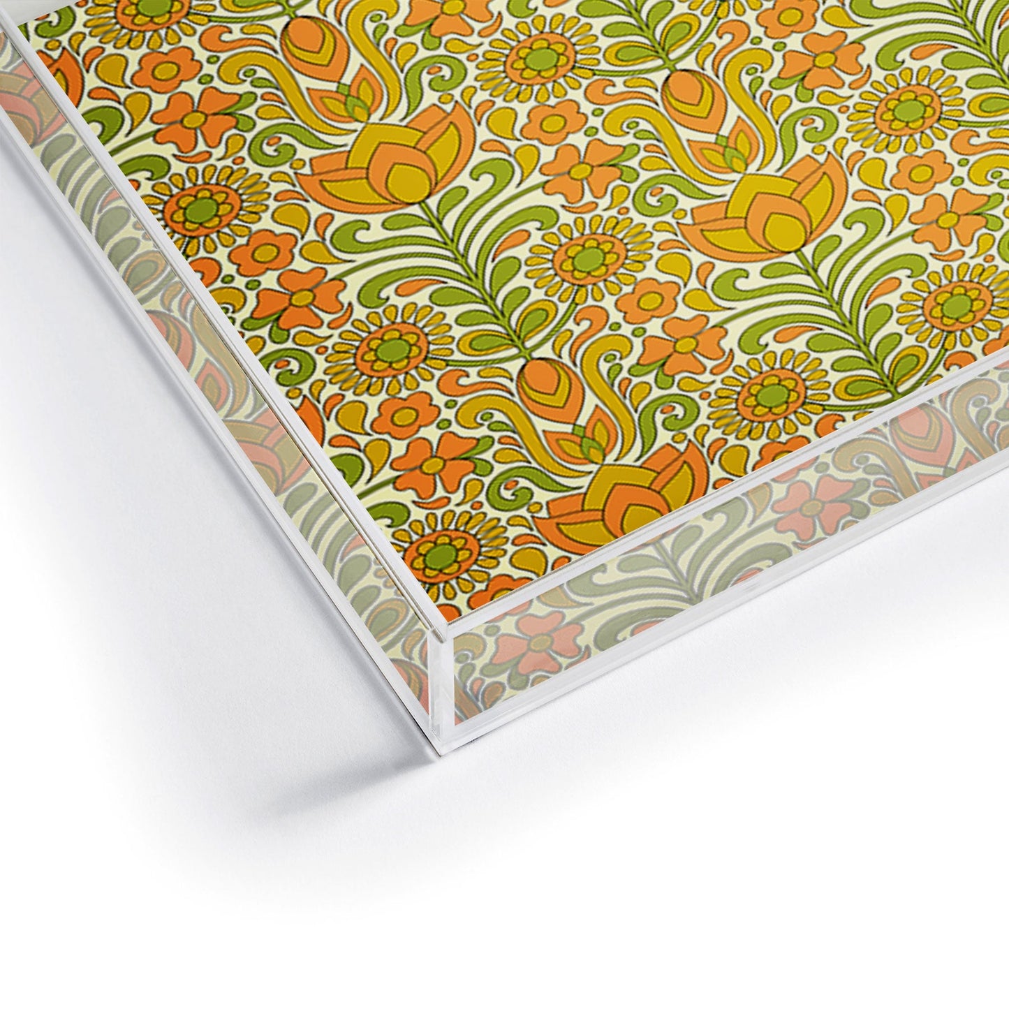 Jenean Morrison Climbing Floral Orange Acrylic Tray