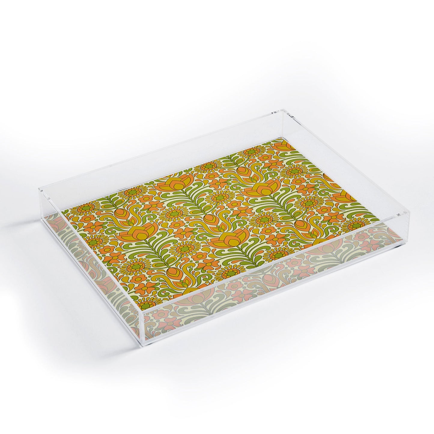 Jenean Morrison Climbing Floral Orange Acrylic Tray