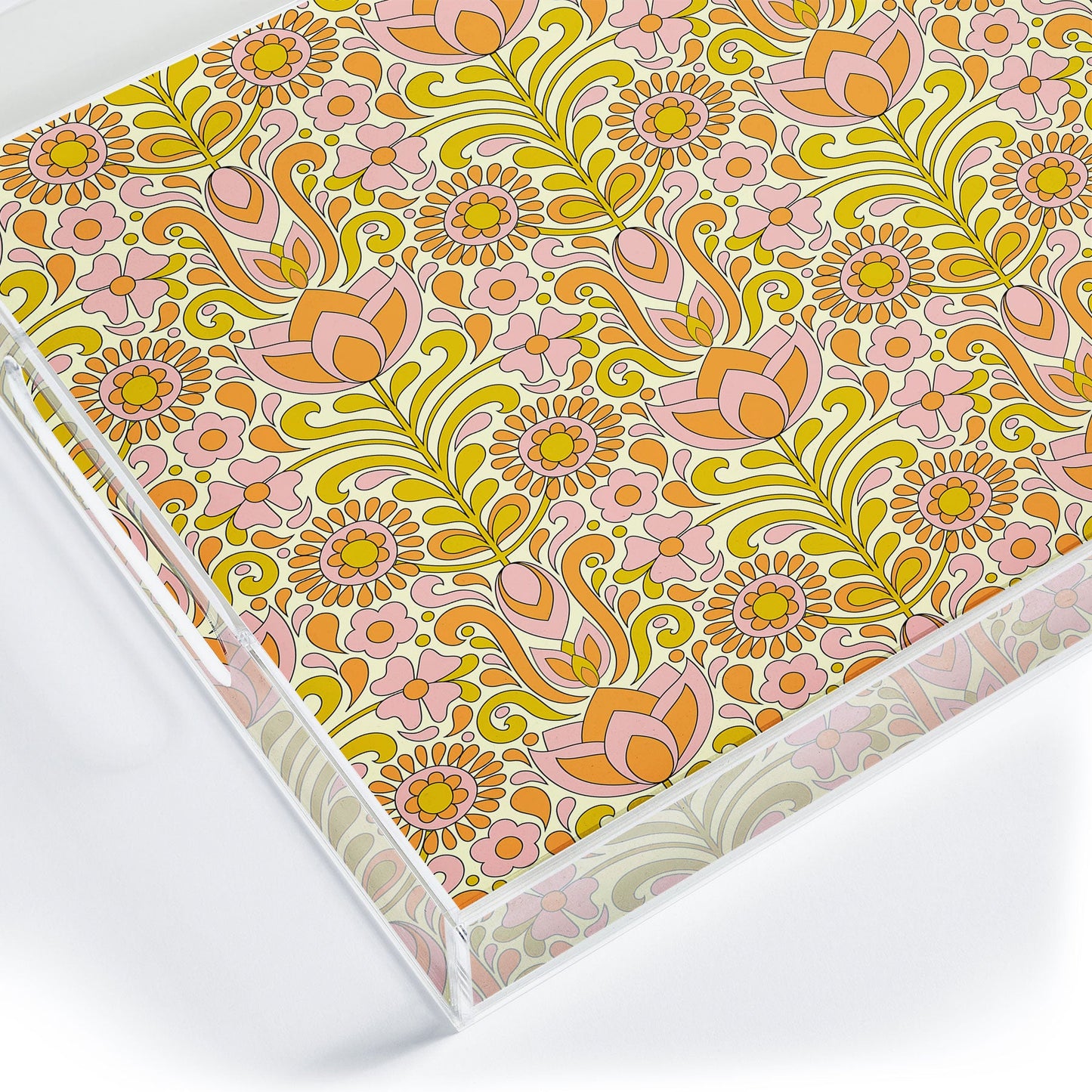 Jenean Morrison Climbing Floral Pink Acrylic Tray