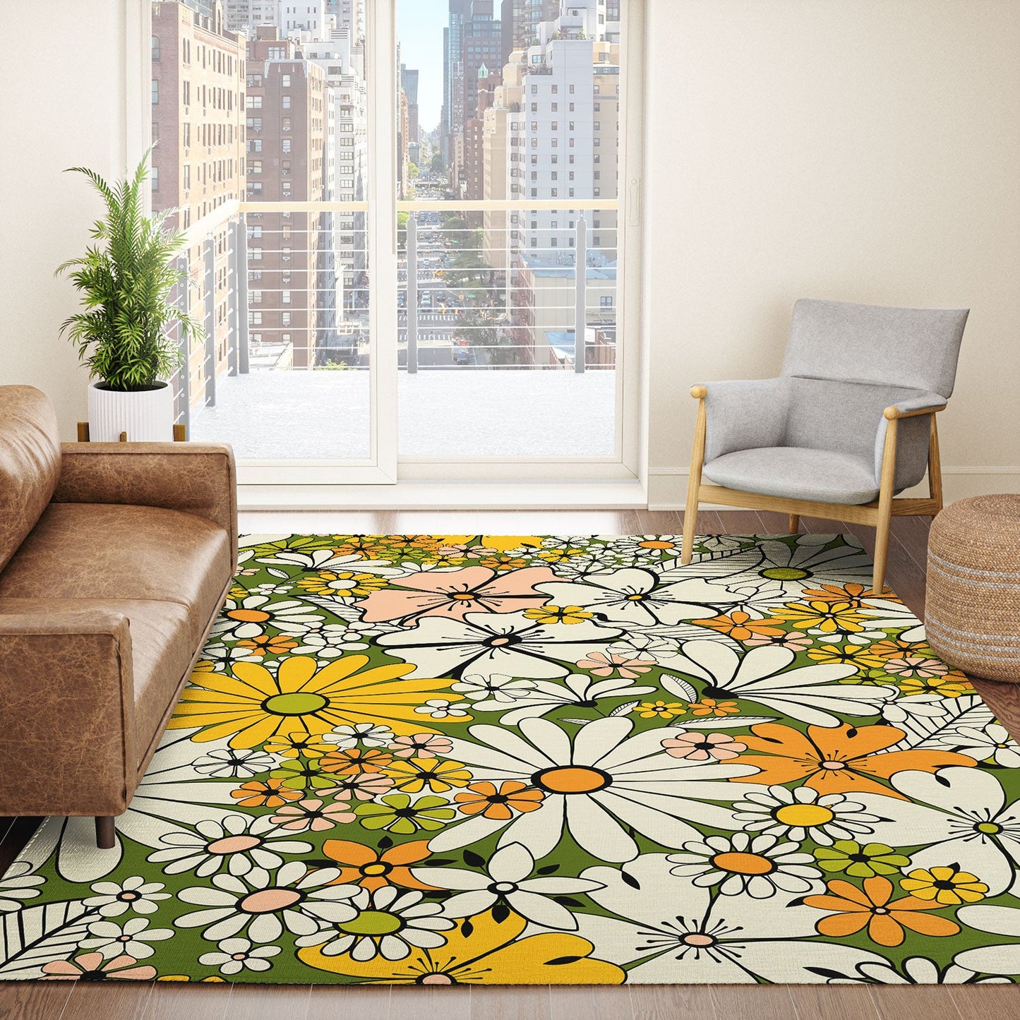 Jenean Morrison Counting Flowers in the 1960s Area Rug