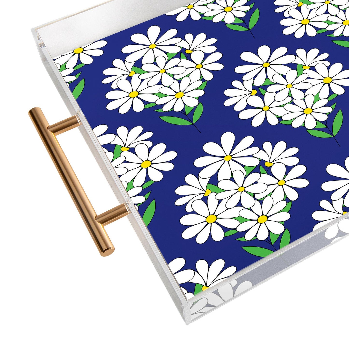 Jenean Morrison Daisy Bouquet Blue Acrylic Tray