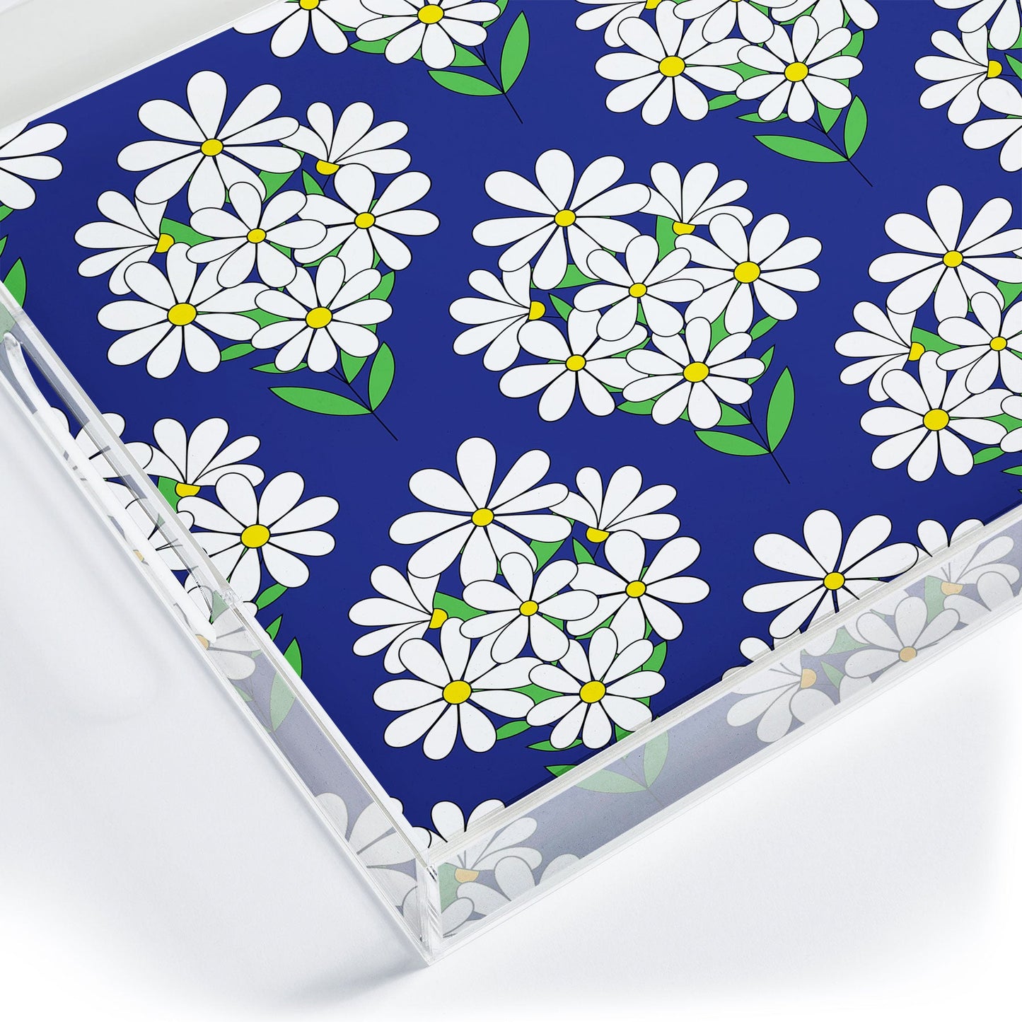 Jenean Morrison Daisy Bouquet Blue Acrylic Tray