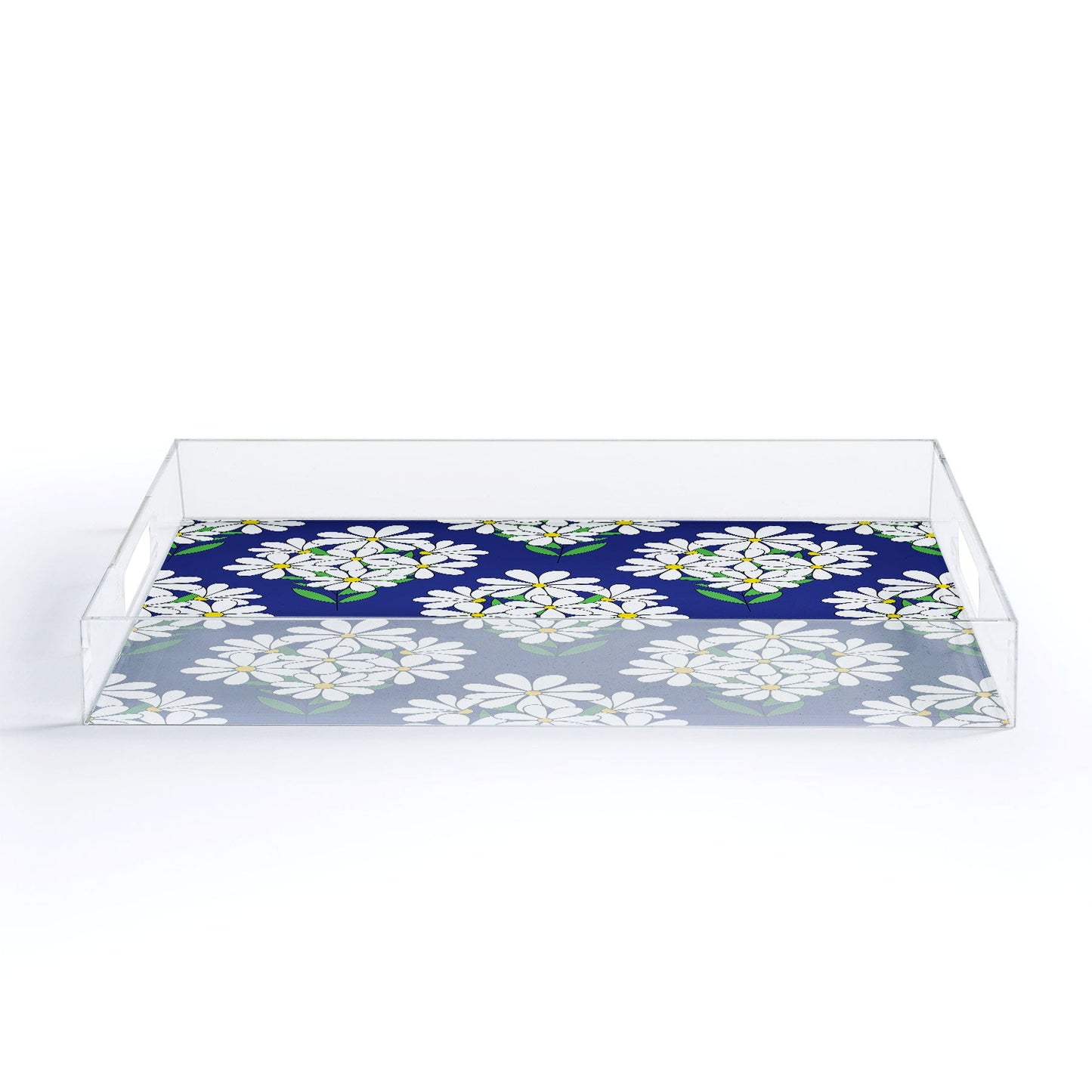 Jenean Morrison Daisy Bouquet Blue Acrylic Tray