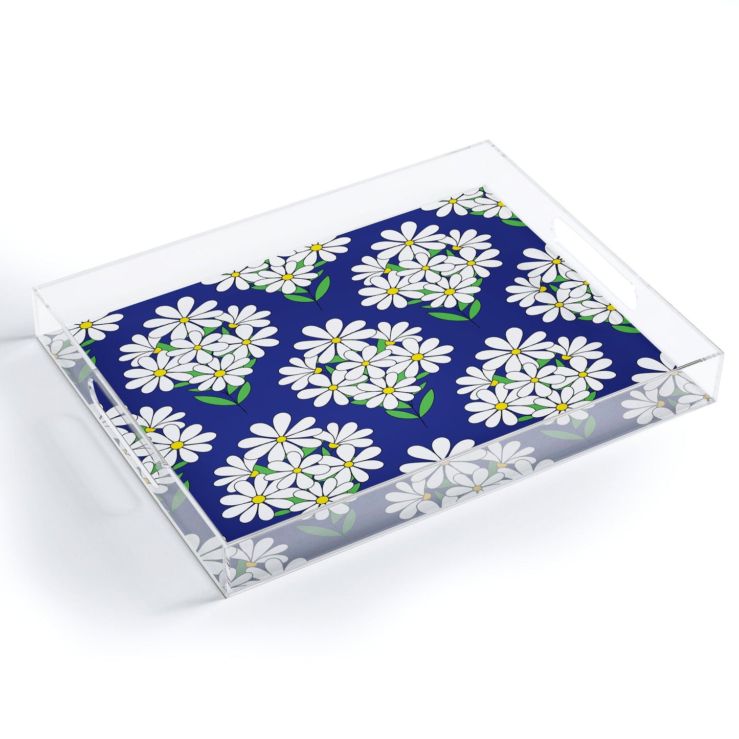 Jenean Morrison Daisy Bouquet Blue Acrylic Tray