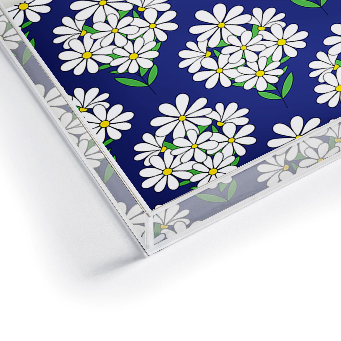 Jenean Morrison Daisy Bouquet Blue Acrylic Tray