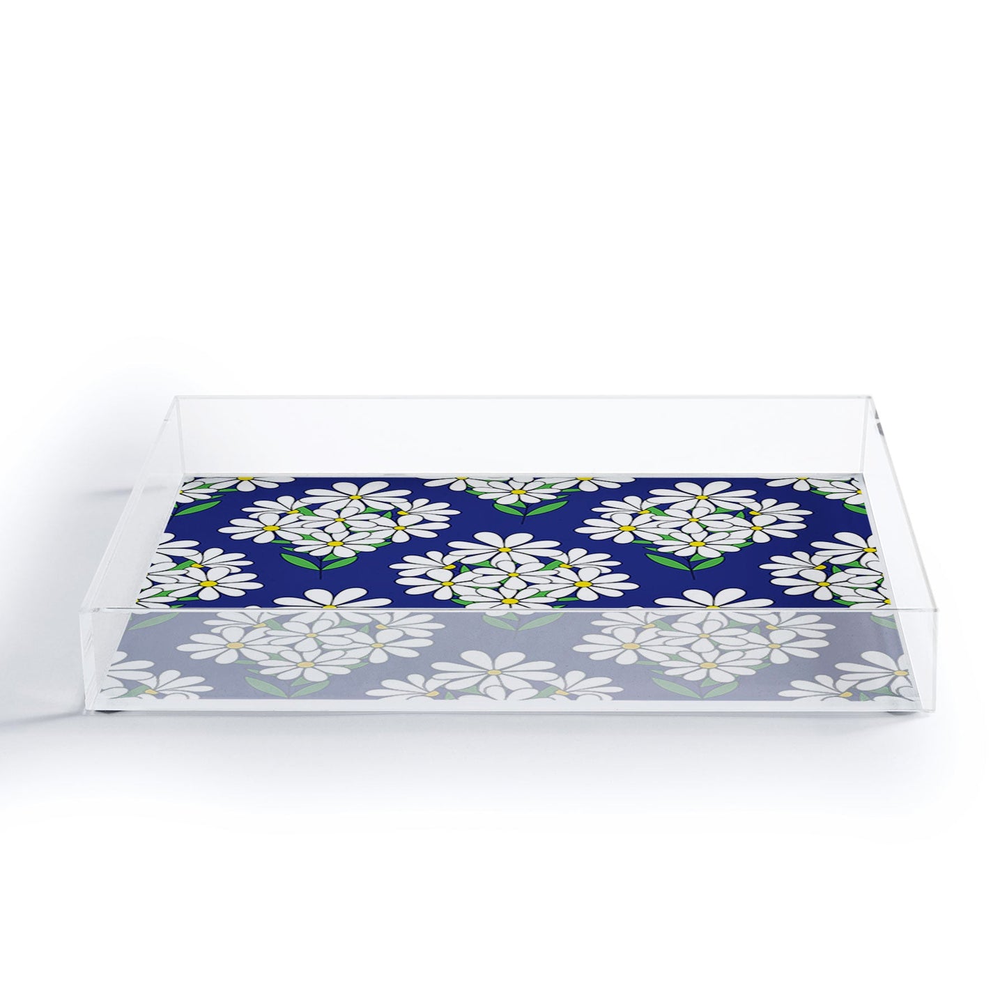 Jenean Morrison Daisy Bouquet Blue Acrylic Tray