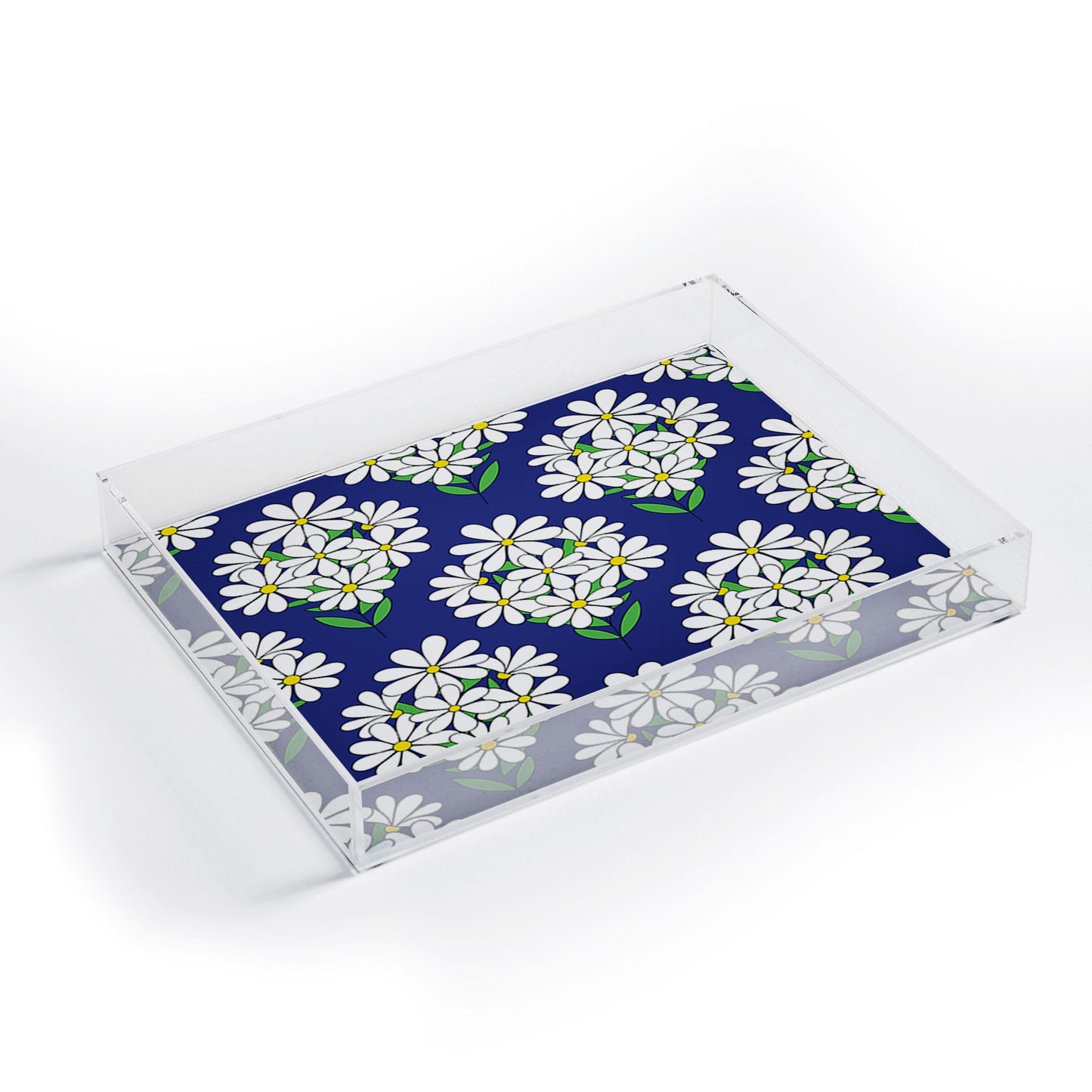 Jenean Morrison Daisy Bouquet Blue Acrylic Tray