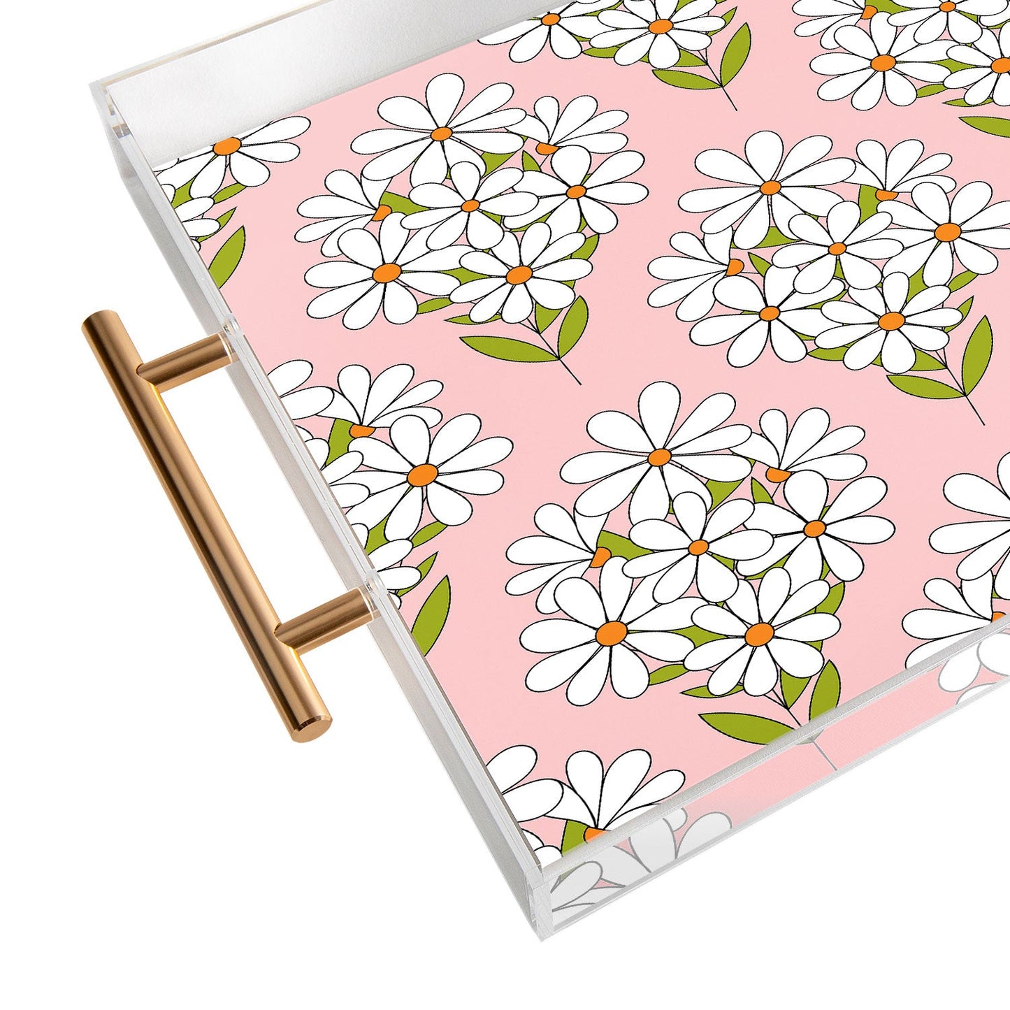 Jenean Morrison Daisy Bouquet Pink Acrylic Tray