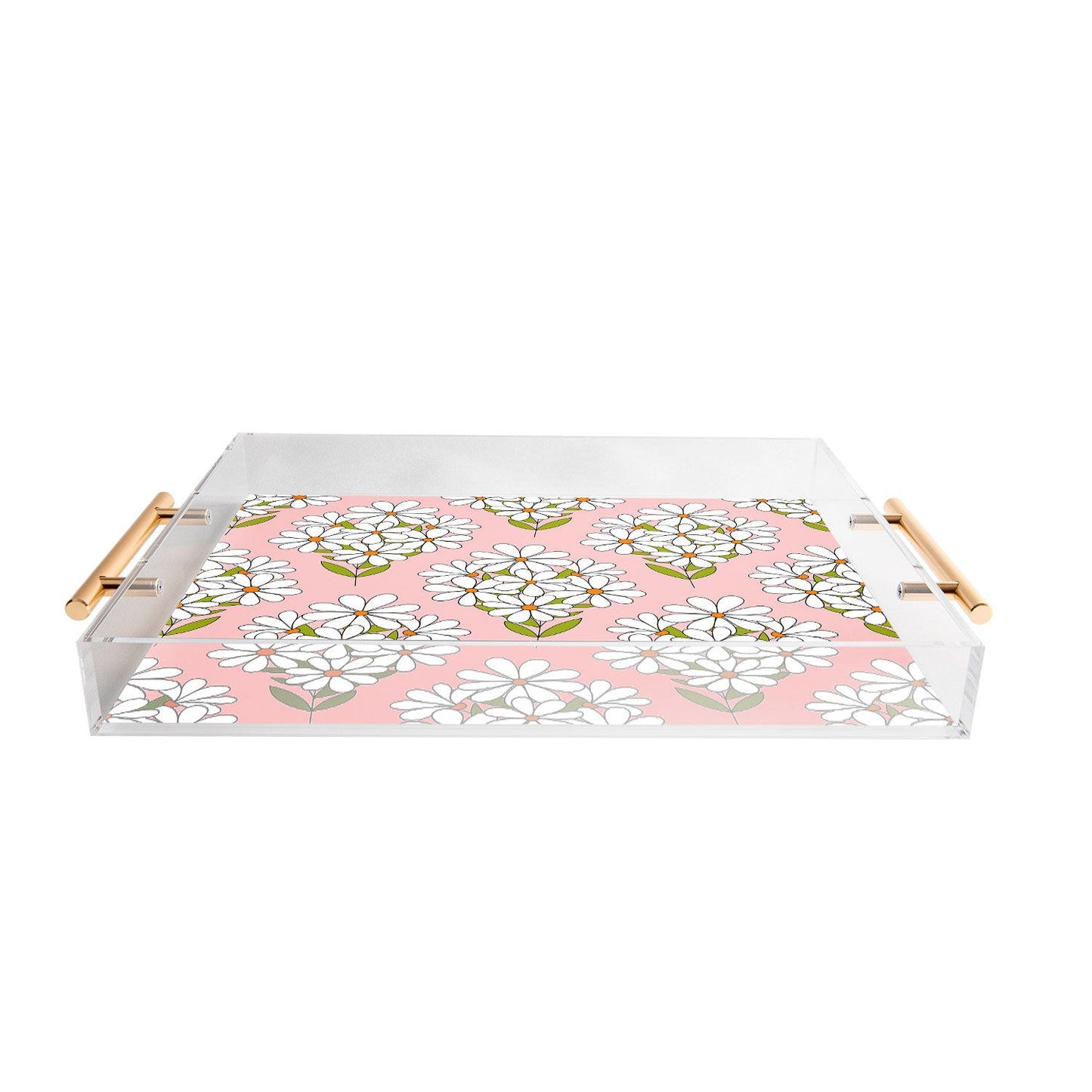 Jenean Morrison Daisy Bouquet Pink Acrylic Tray