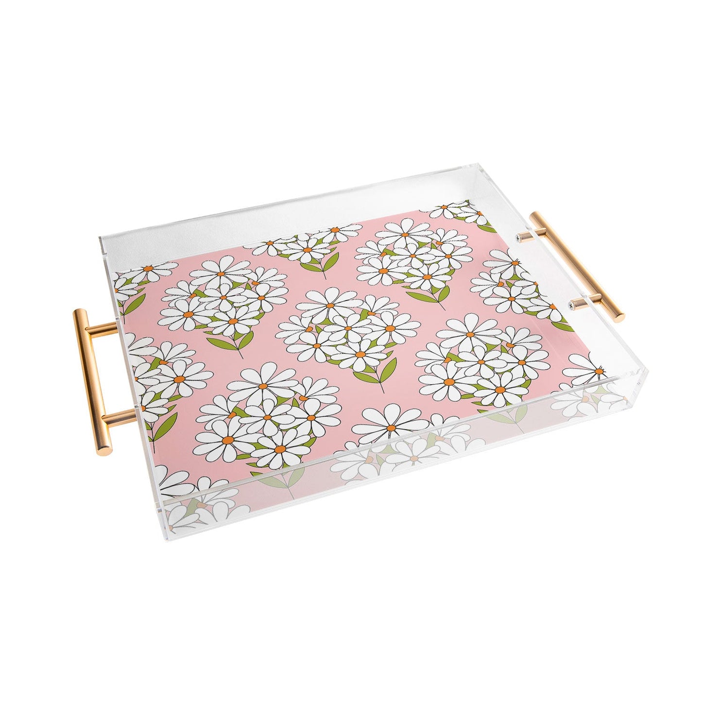 Jenean Morrison Daisy Bouquet Pink Acrylic Tray
