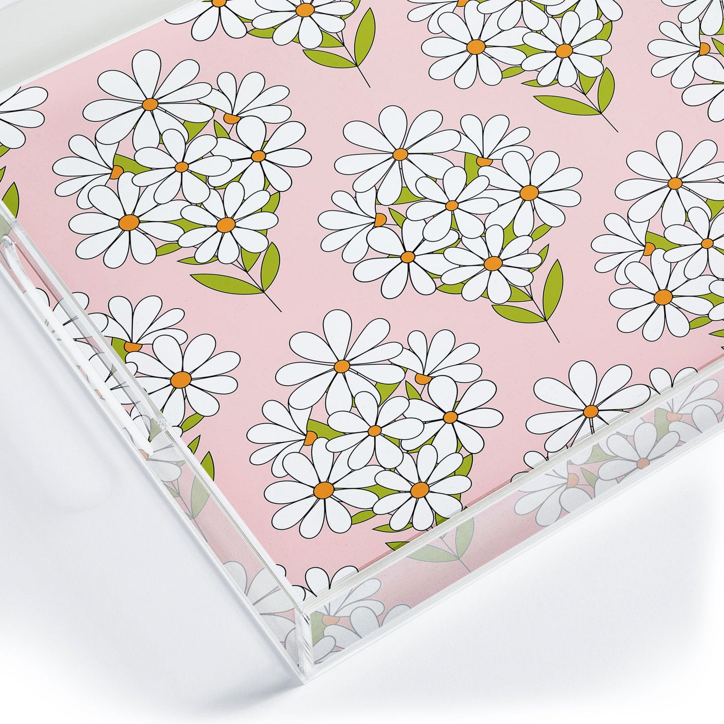 Jenean Morrison Daisy Bouquet Pink Acrylic Tray