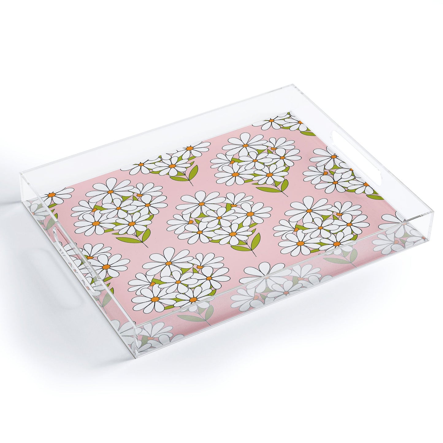 Jenean Morrison Daisy Bouquet Pink Acrylic Tray