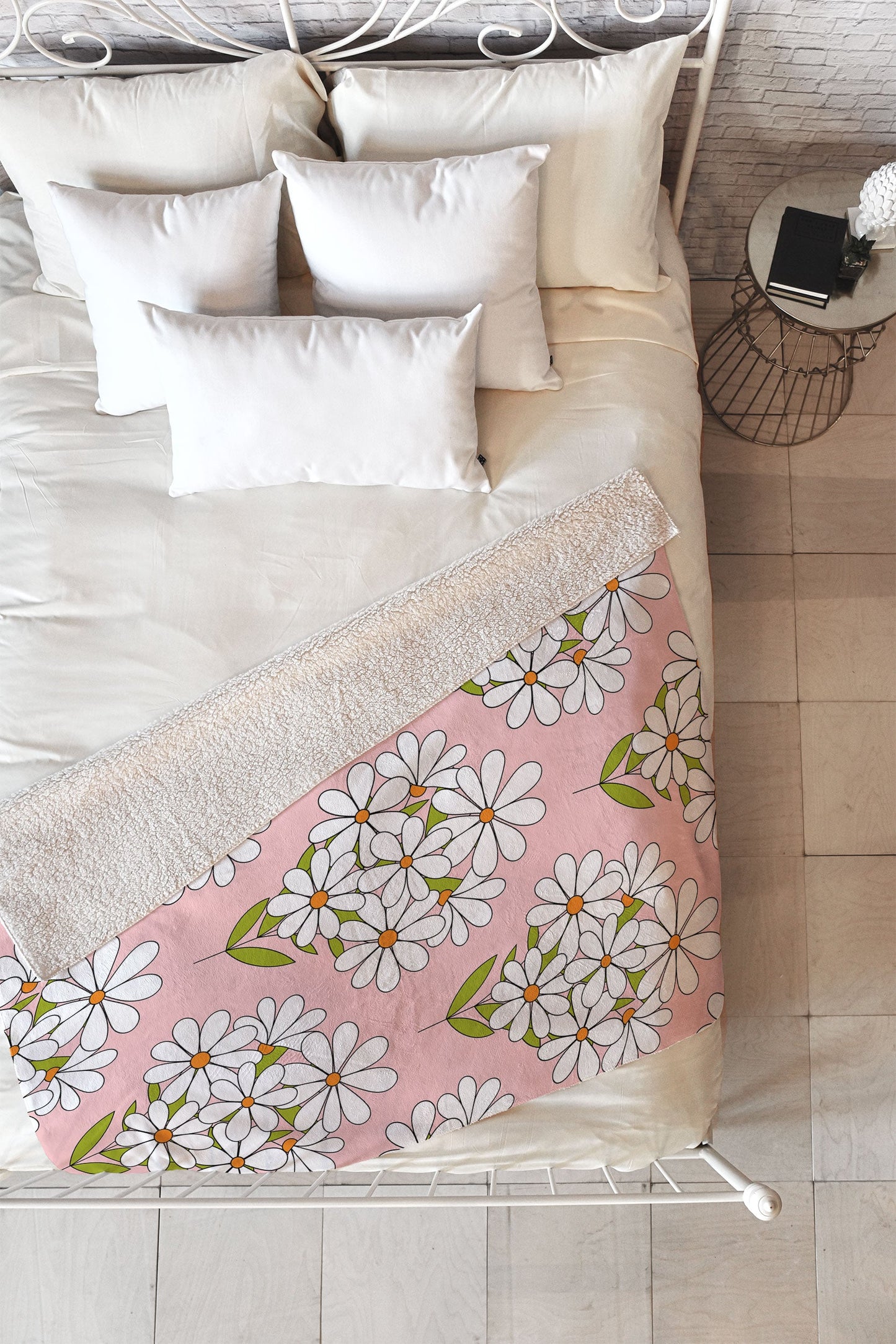 Jenean Morrison Daisy Bouquet Pink Fleece Throw Blanket