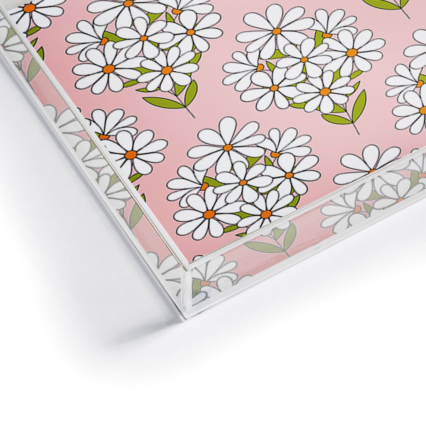Jenean Morrison Daisy Bouquet Pink Acrylic Tray