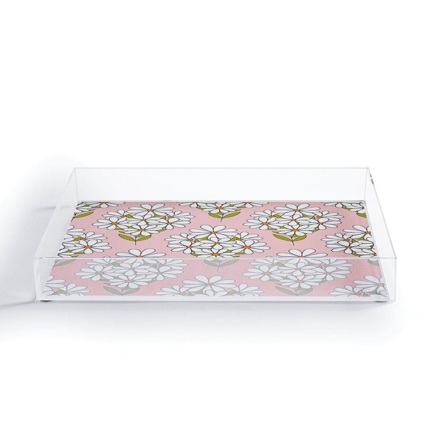 Jenean Morrison Daisy Bouquet Pink Acrylic Tray