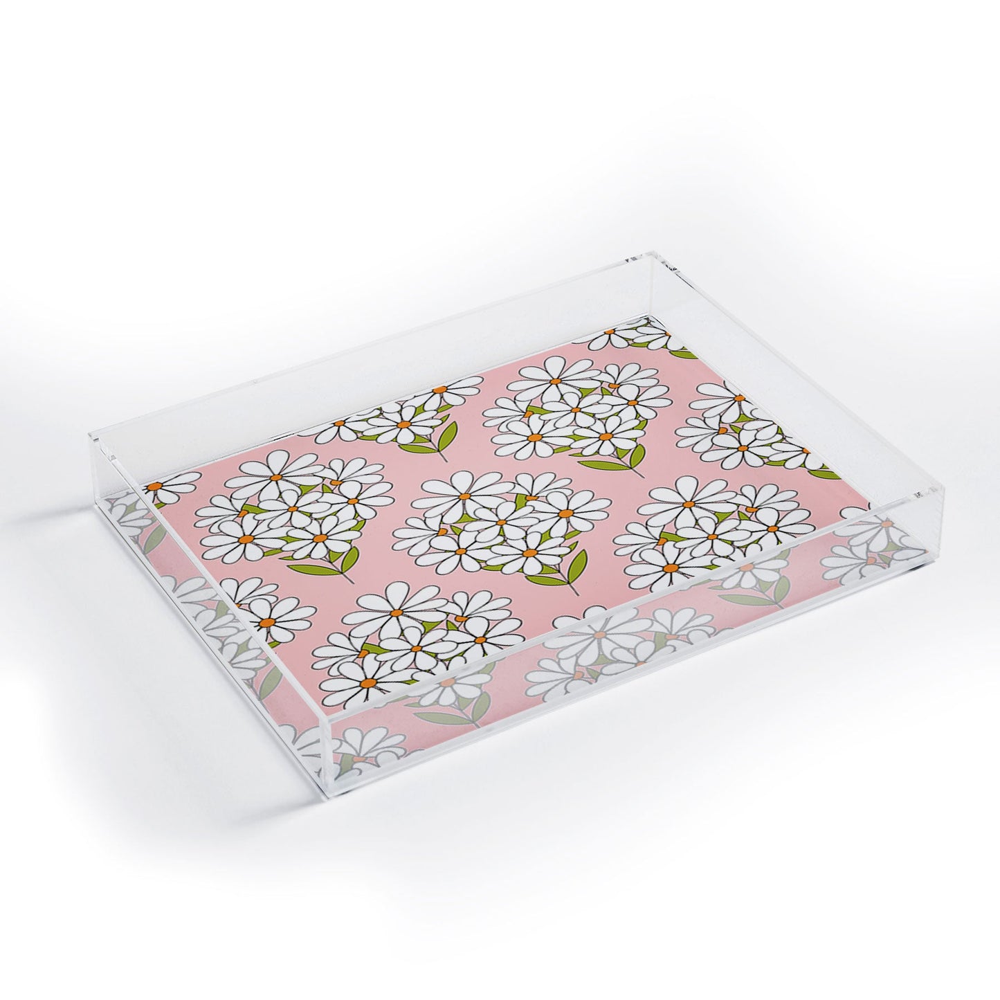 Jenean Morrison Daisy Bouquet Pink Acrylic Tray