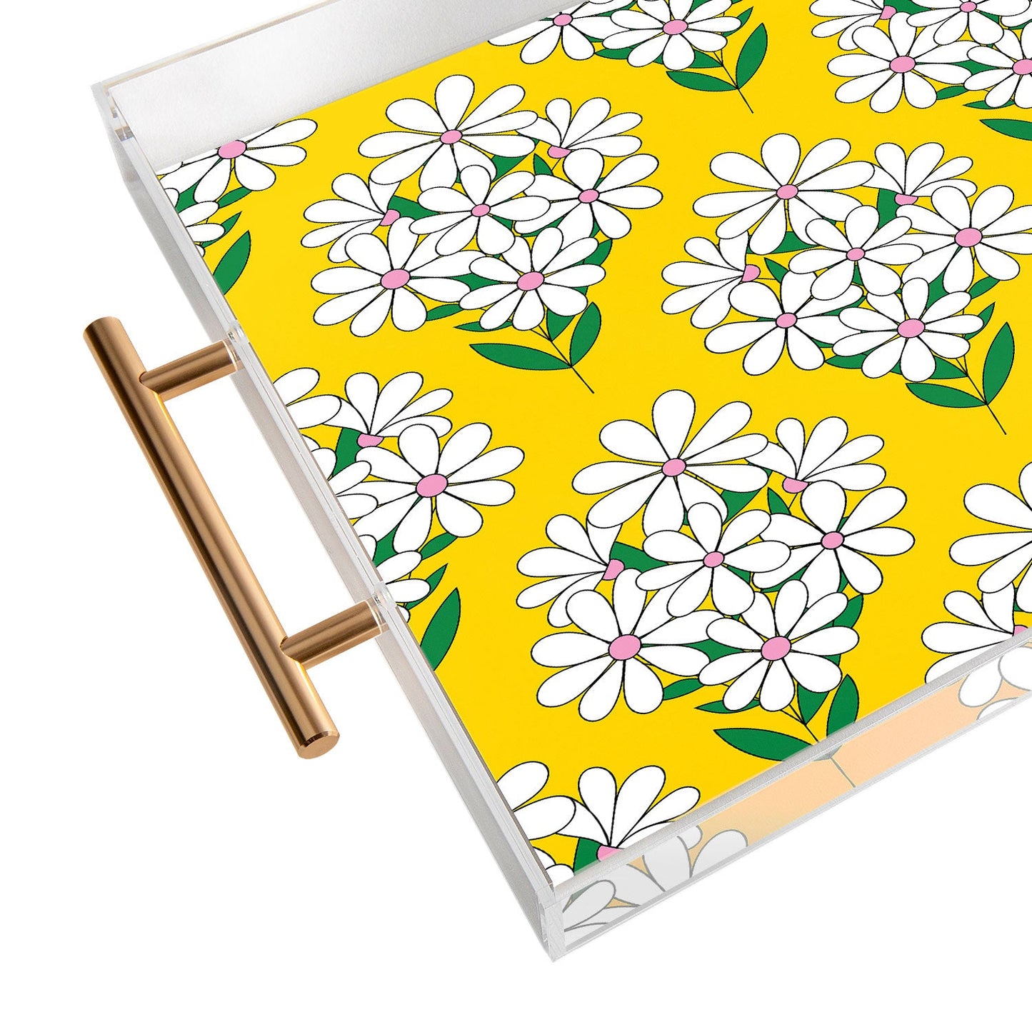 Jenean Morrison Daisy Bouquet Yellow Acrylic Tray