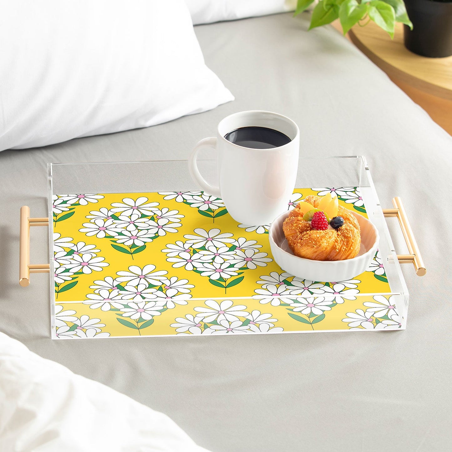 Jenean Morrison Daisy Bouquet Yellow Acrylic Tray