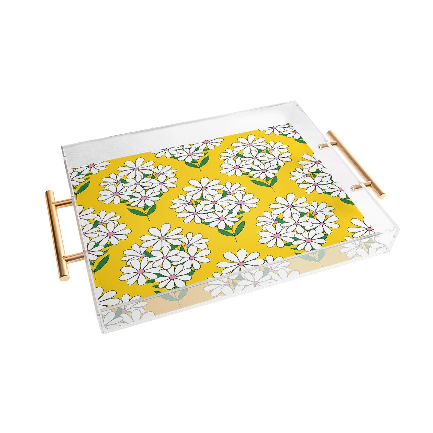 Jenean Morrison Daisy Bouquet Yellow Acrylic Tray