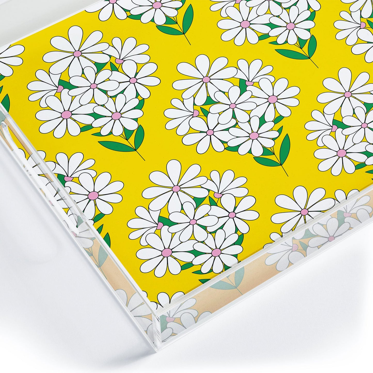 Jenean Morrison Daisy Bouquet Yellow Acrylic Tray