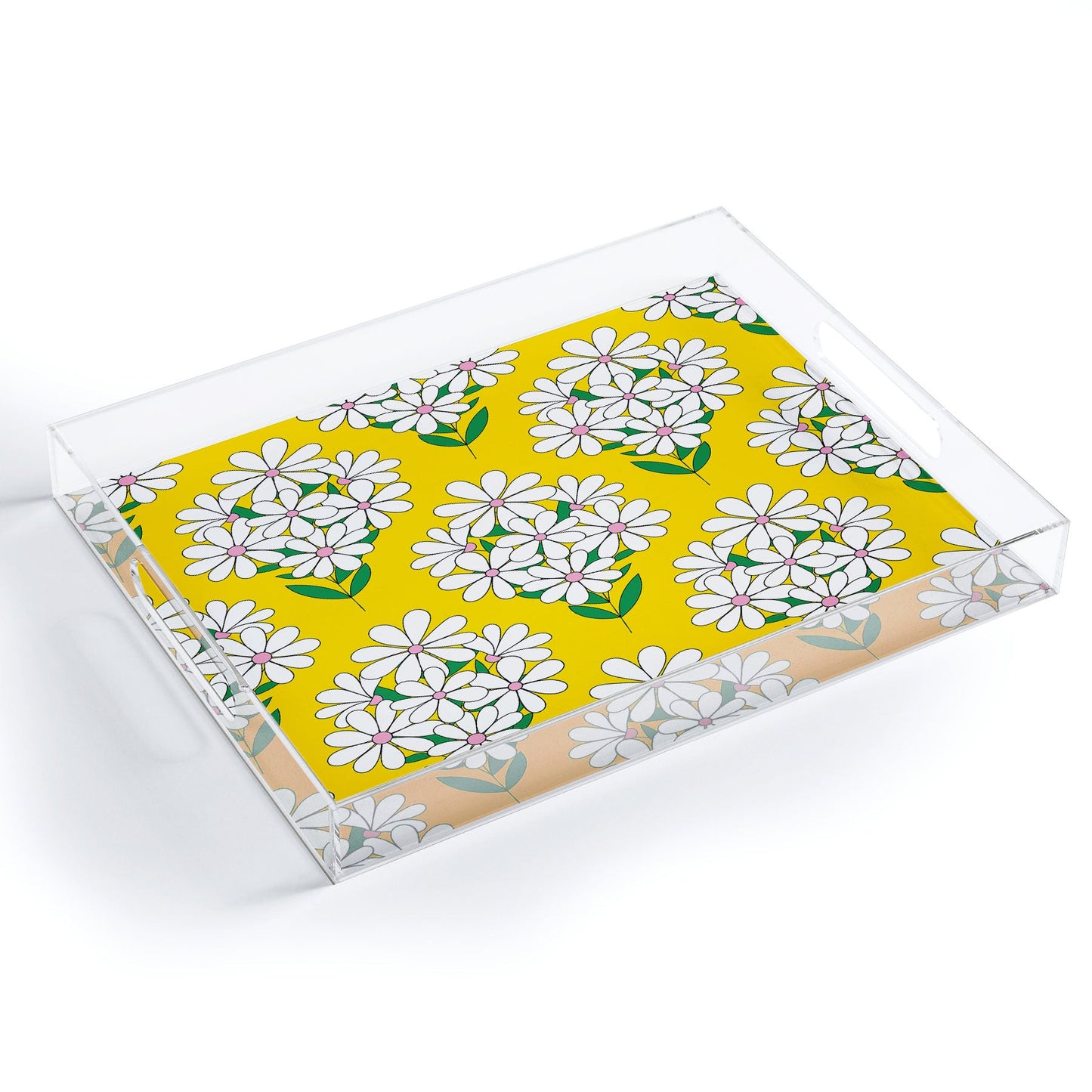 Jenean Morrison Daisy Bouquet Yellow Acrylic Tray