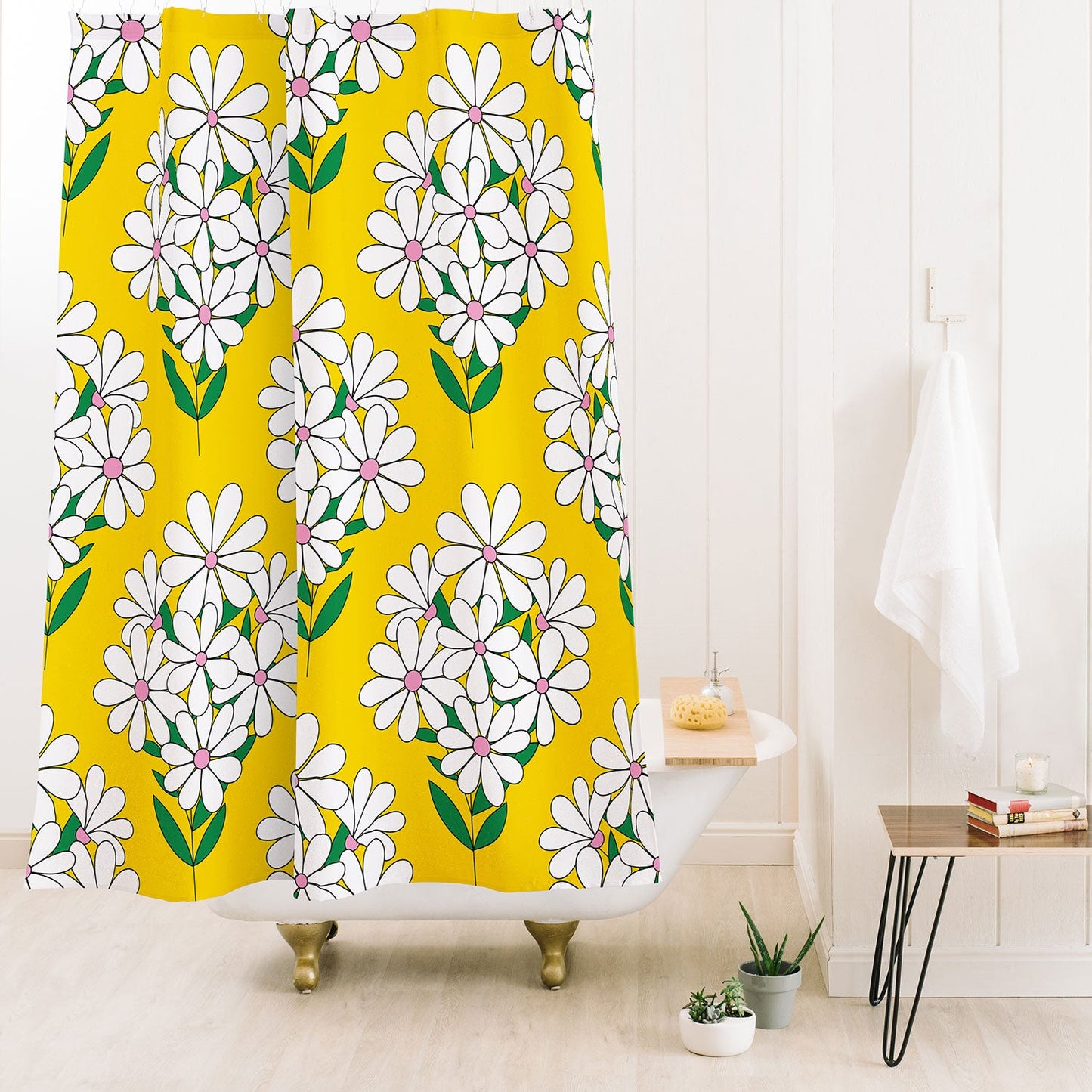 Jenean Morrison Daisy Bouquet Yellow Shower Curtain