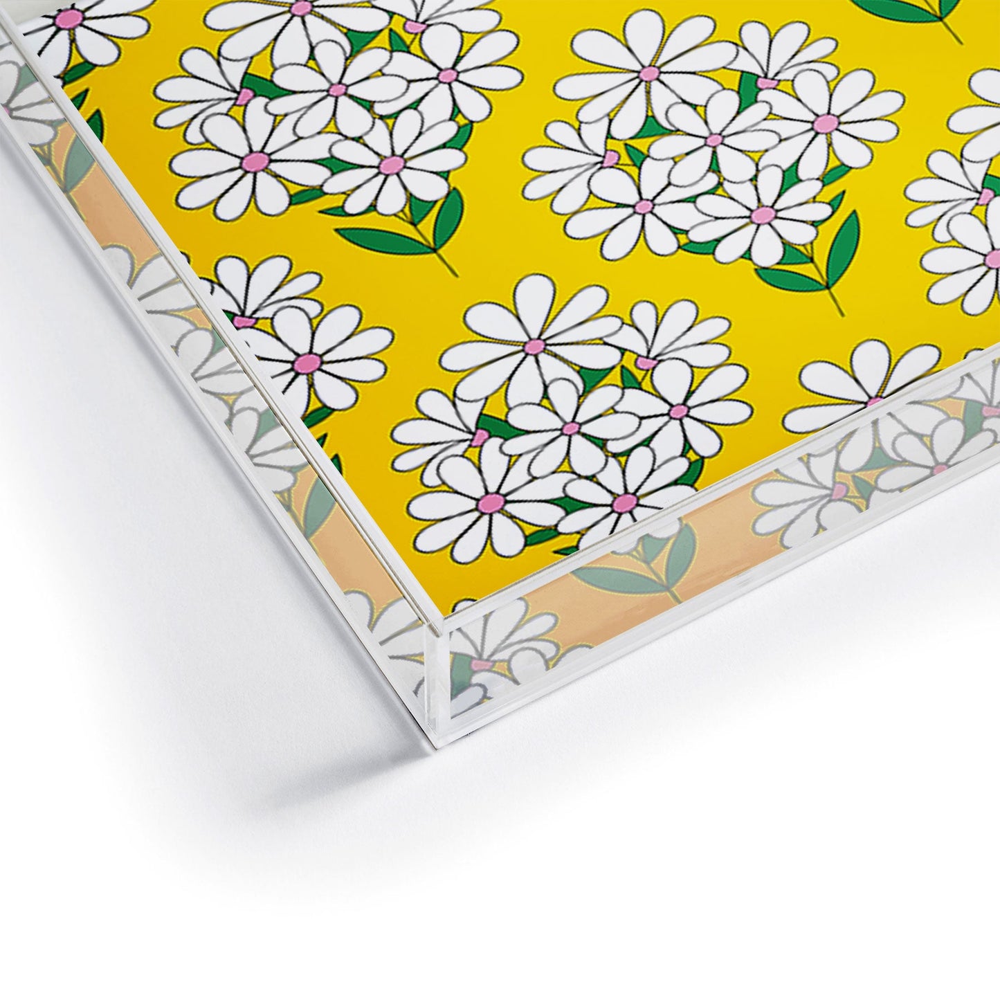 Jenean Morrison Daisy Bouquet Yellow Acrylic Tray