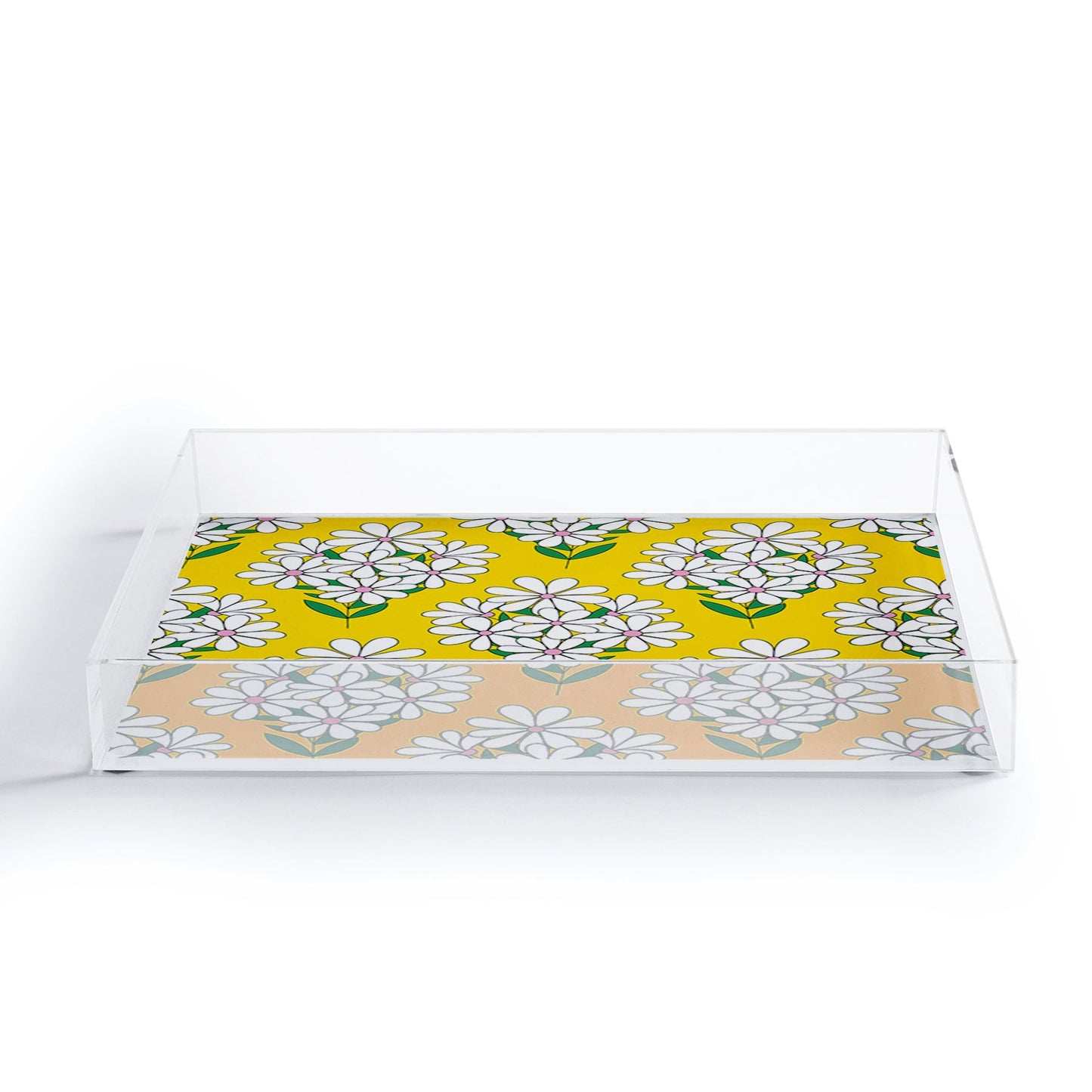 Jenean Morrison Daisy Bouquet Yellow Acrylic Tray