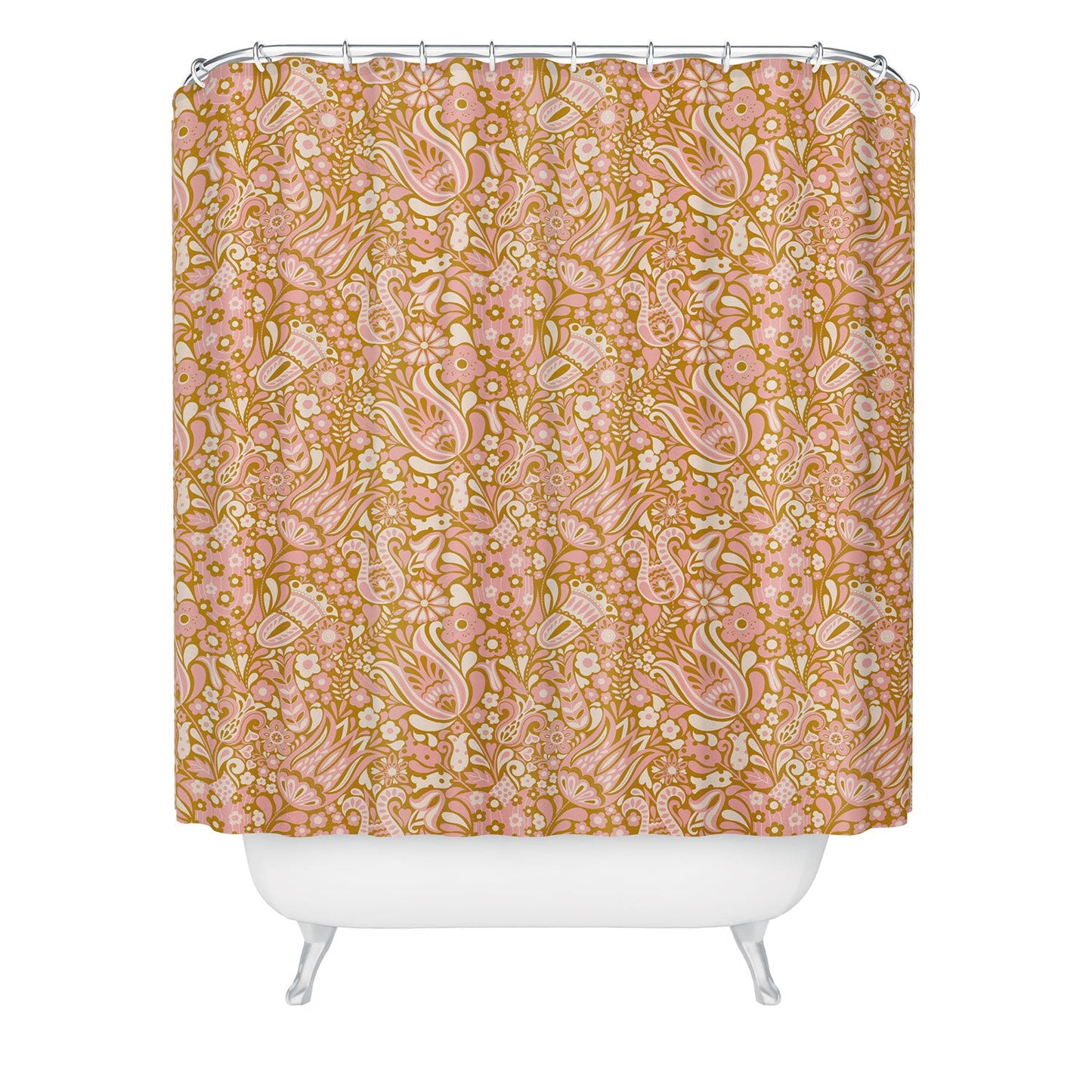 Jenean Morrison Floral Fair in Gold Shower Curtain