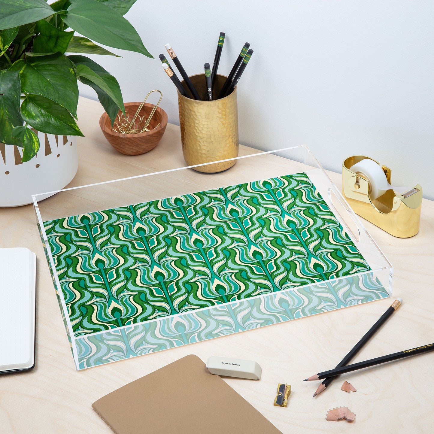 Jenean Morrison Floral Flame in Green Acrylic Tray