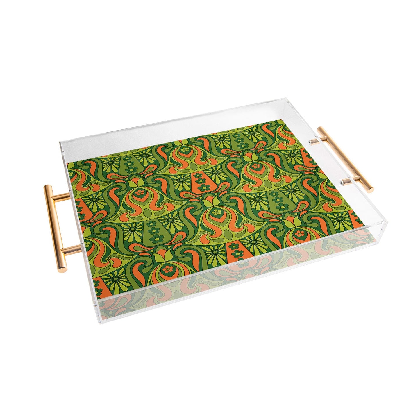 Jenean Morrison Mushroom Lamp Green and Orange Acrylic Tray