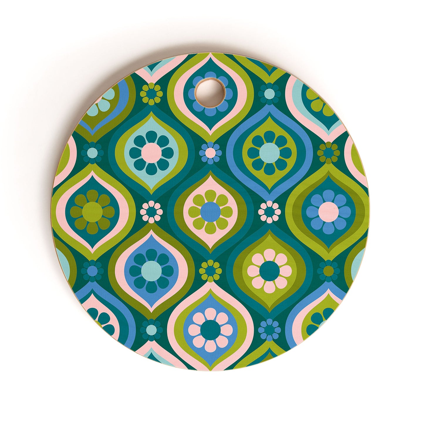 Jenean Morrison Ogee Floral Blue Cutting Board Round