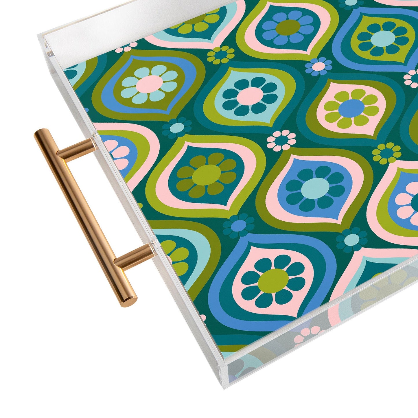 Jenean Morrison Ogee Floral Blue Acrylic Tray
