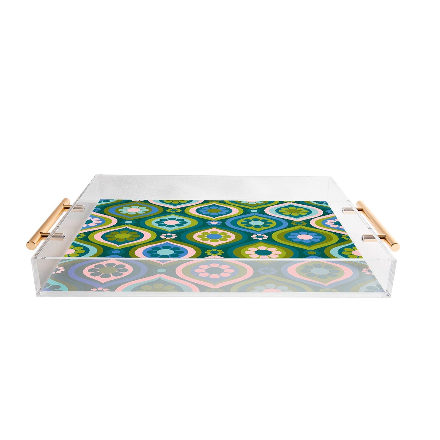 Jenean Morrison Ogee Floral Blue Acrylic Tray