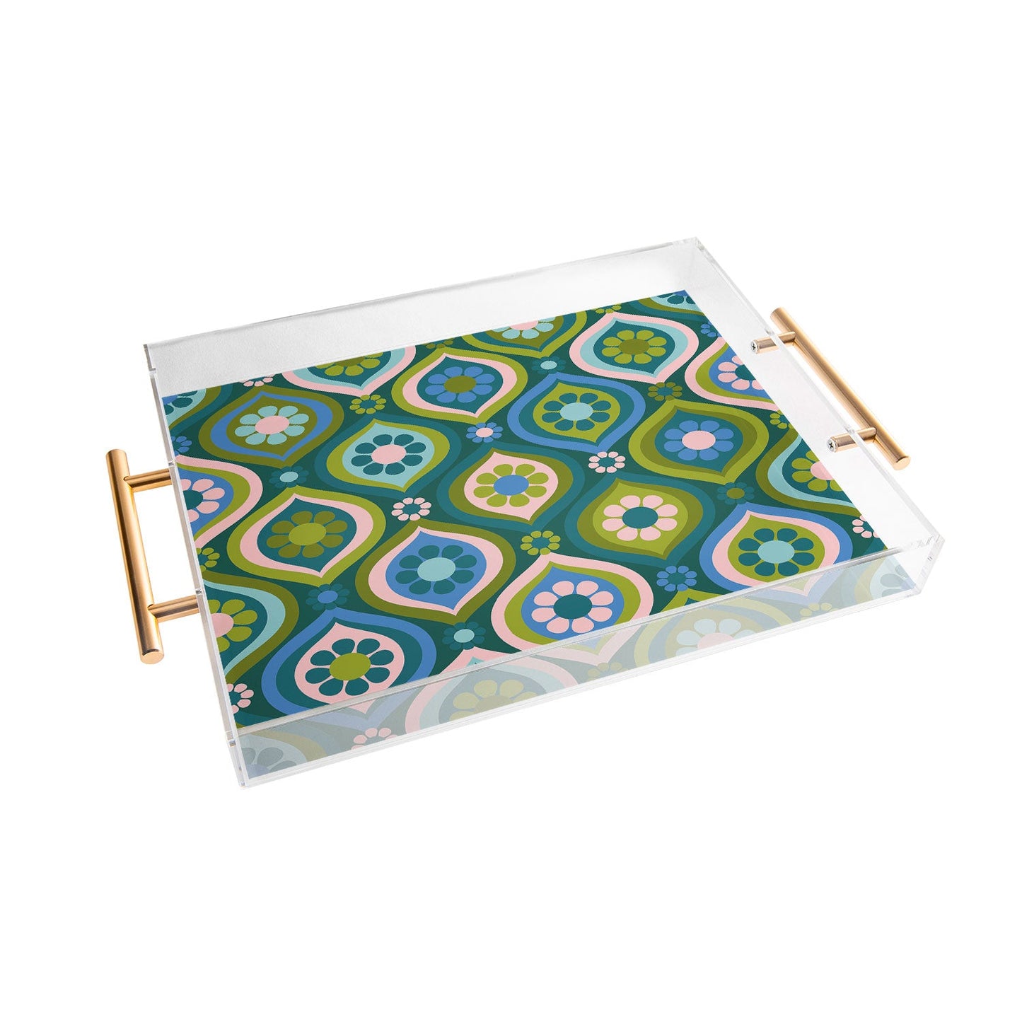 Jenean Morrison Ogee Floral Blue Acrylic Tray