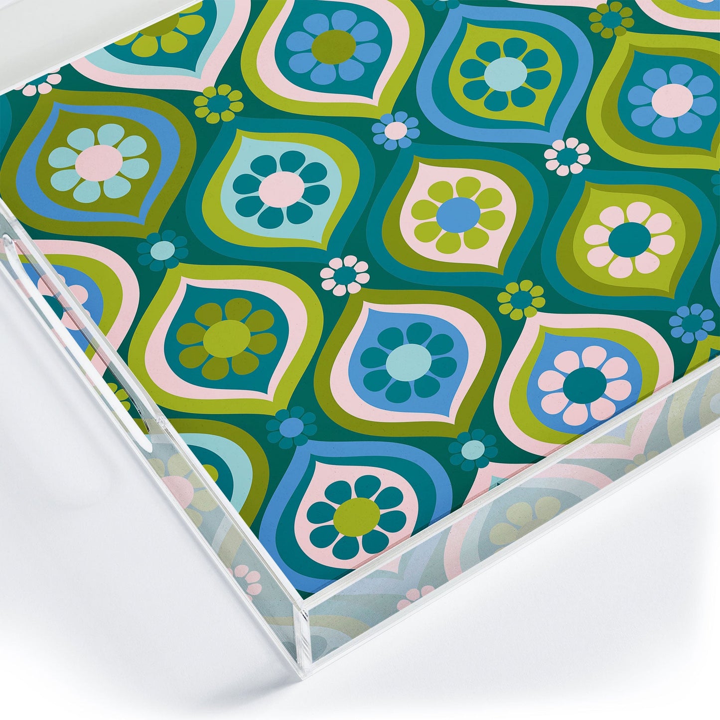 Jenean Morrison Ogee Floral Blue Acrylic Tray