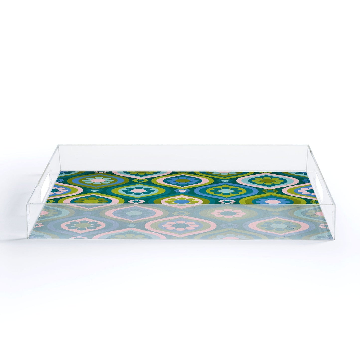Jenean Morrison Ogee Floral Blue Acrylic Tray