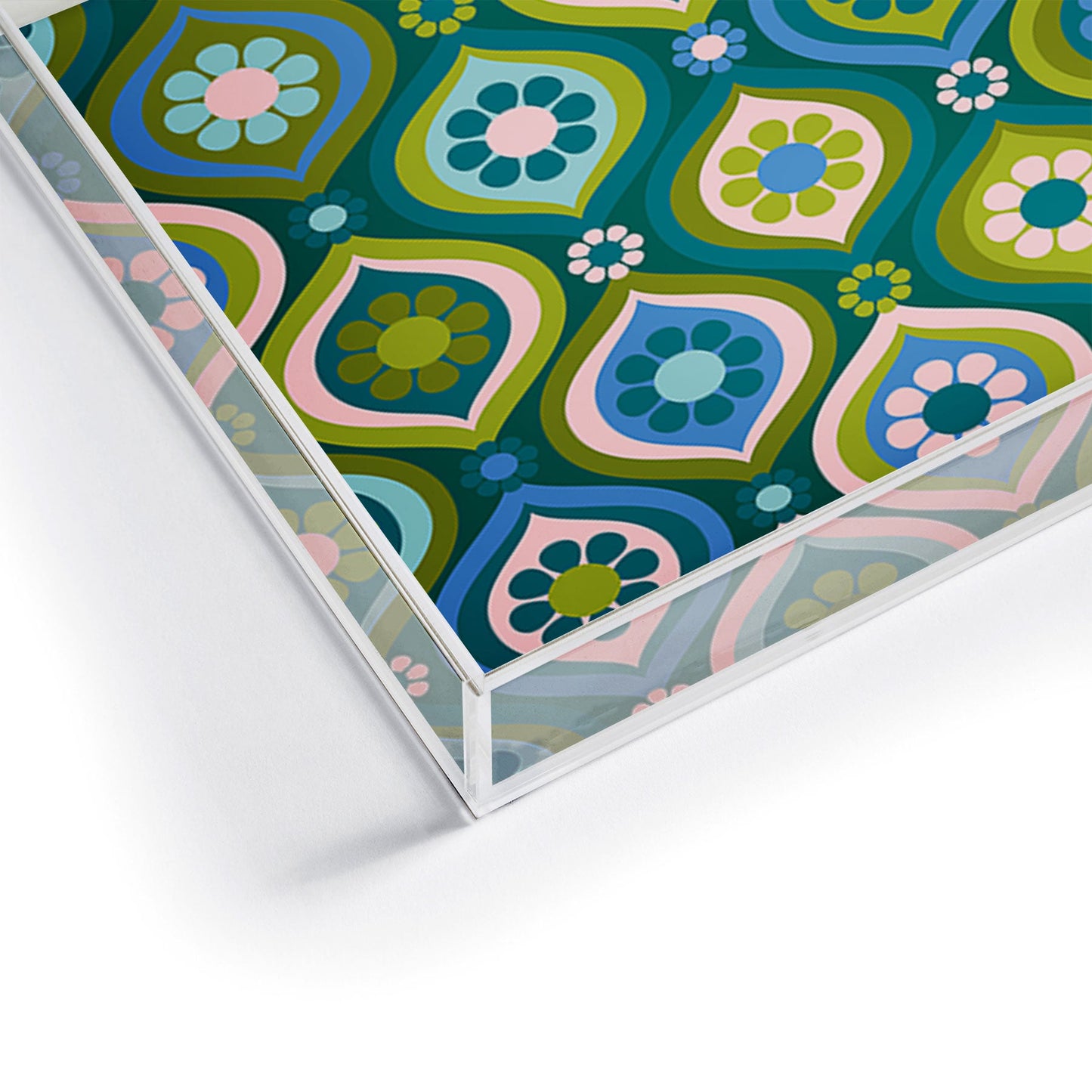 Jenean Morrison Ogee Floral Blue Acrylic Tray