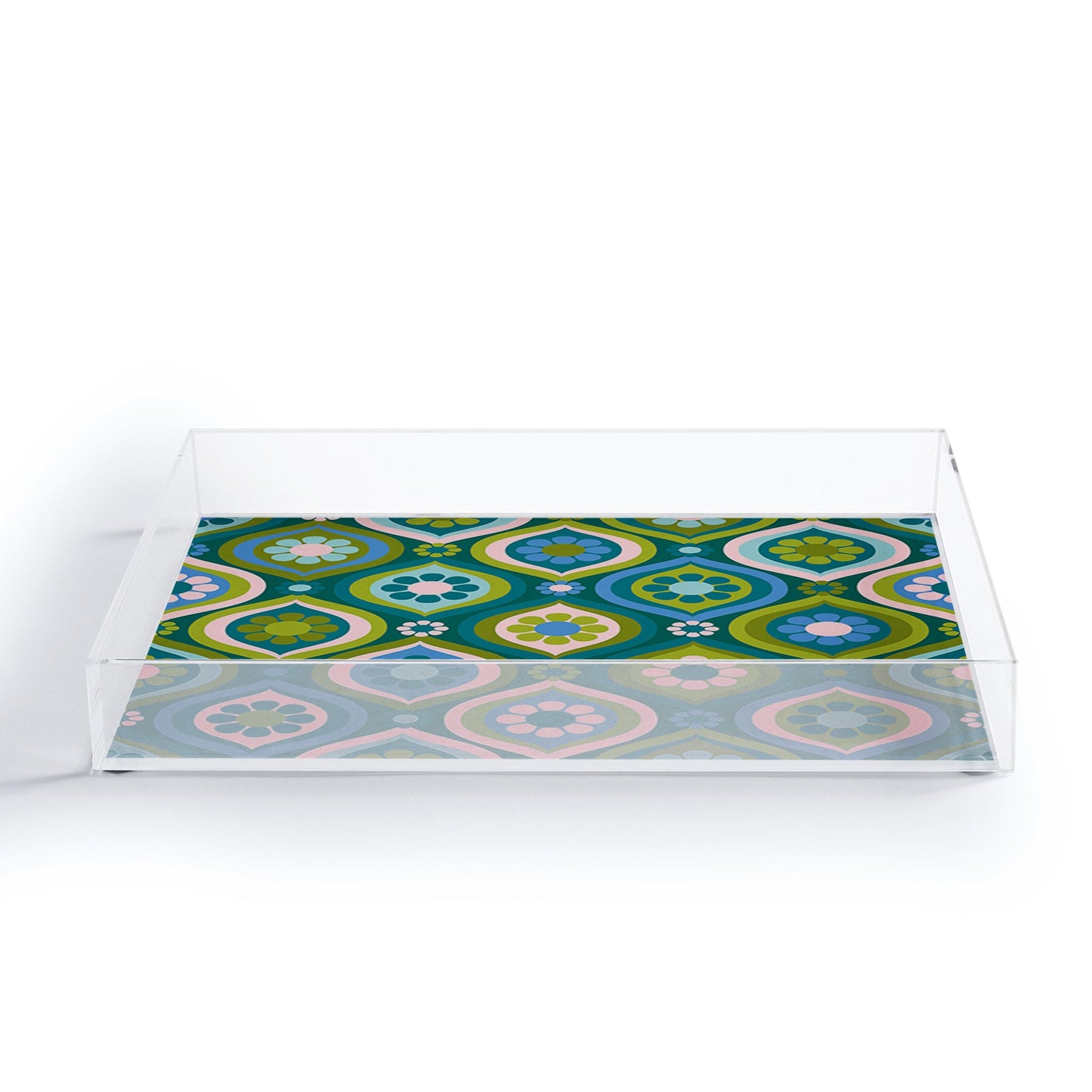 Jenean Morrison Ogee Floral Blue Acrylic Tray