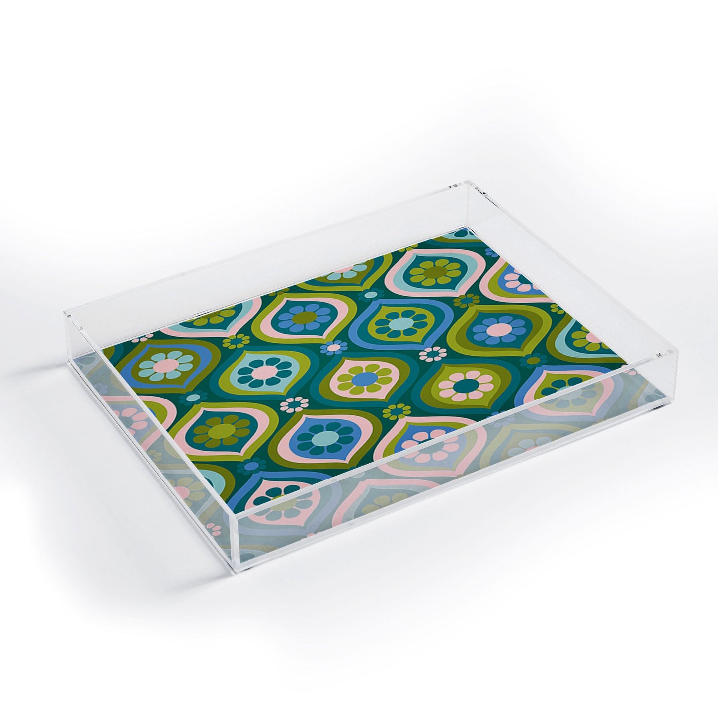 Jenean Morrison Ogee Floral Blue Acrylic Tray