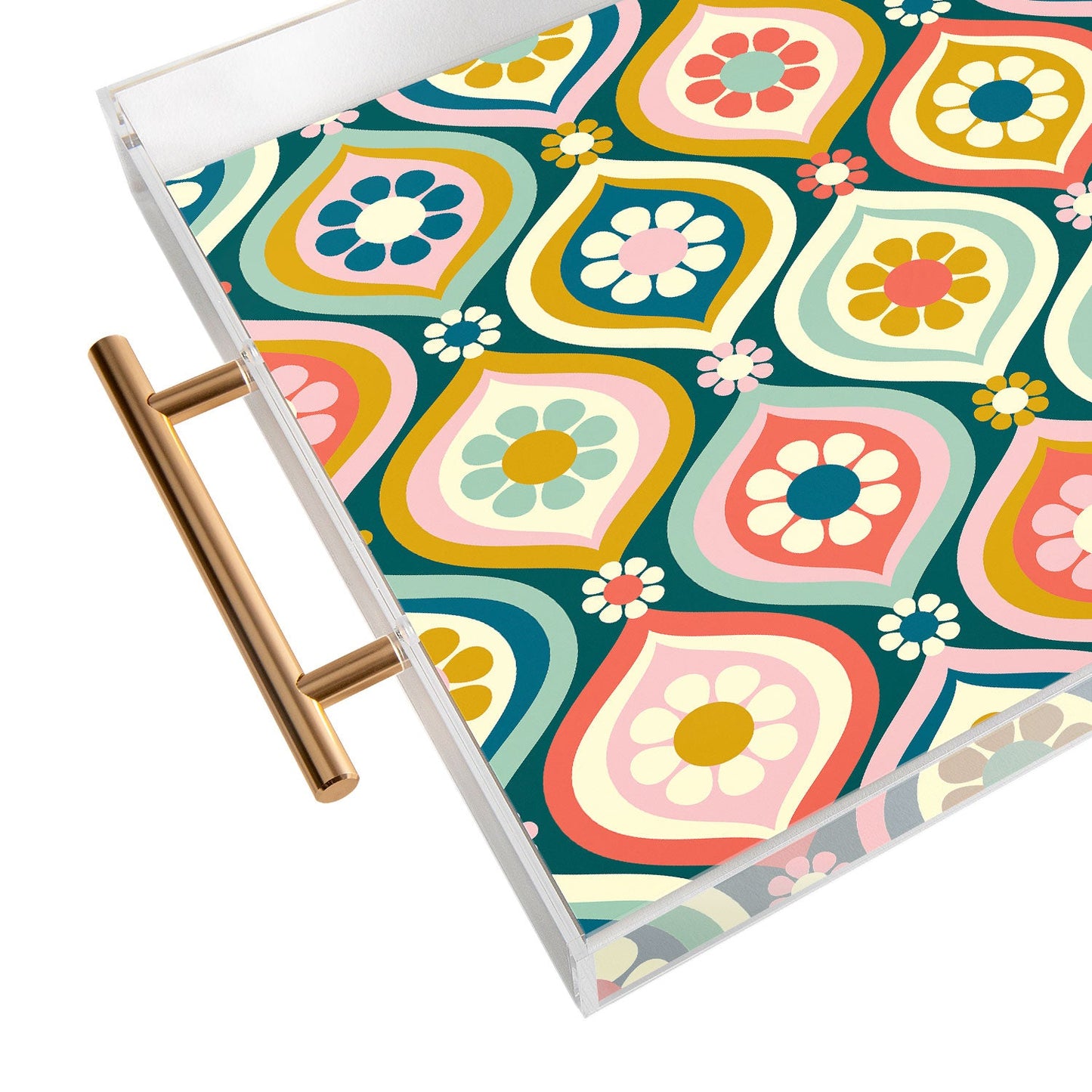 Jenean Morrison Ogee Floral Multicolor Acrylic Tray