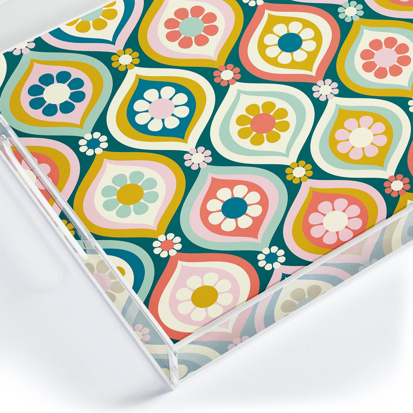 Jenean Morrison Ogee Floral Multicolor Acrylic Tray