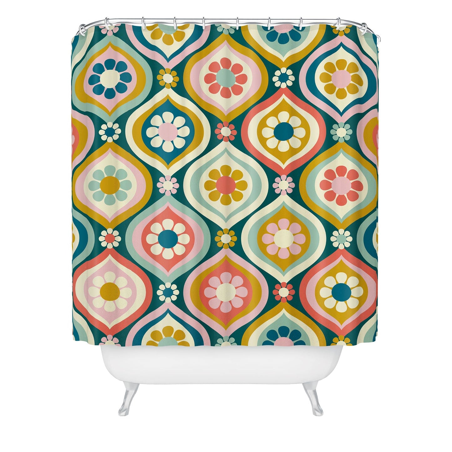 Jenean Morrison Ogee Floral Multicolor Shower Curtain
