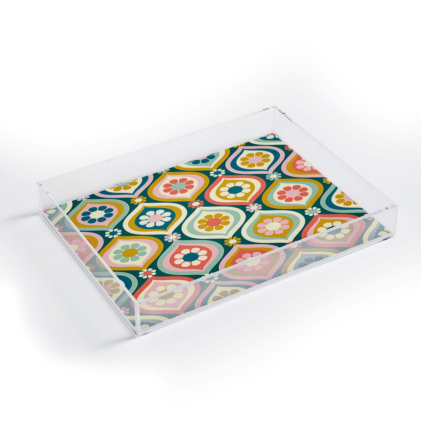 Jenean Morrison Ogee Floral Multicolor Acrylic Tray