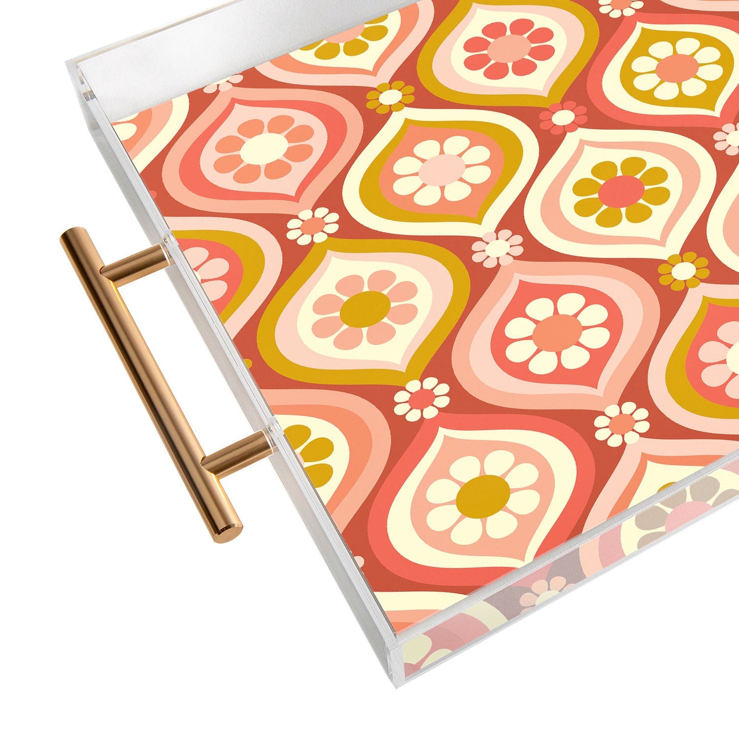 Jenean Morrison Ogee Floral Pink Acrylic Tray