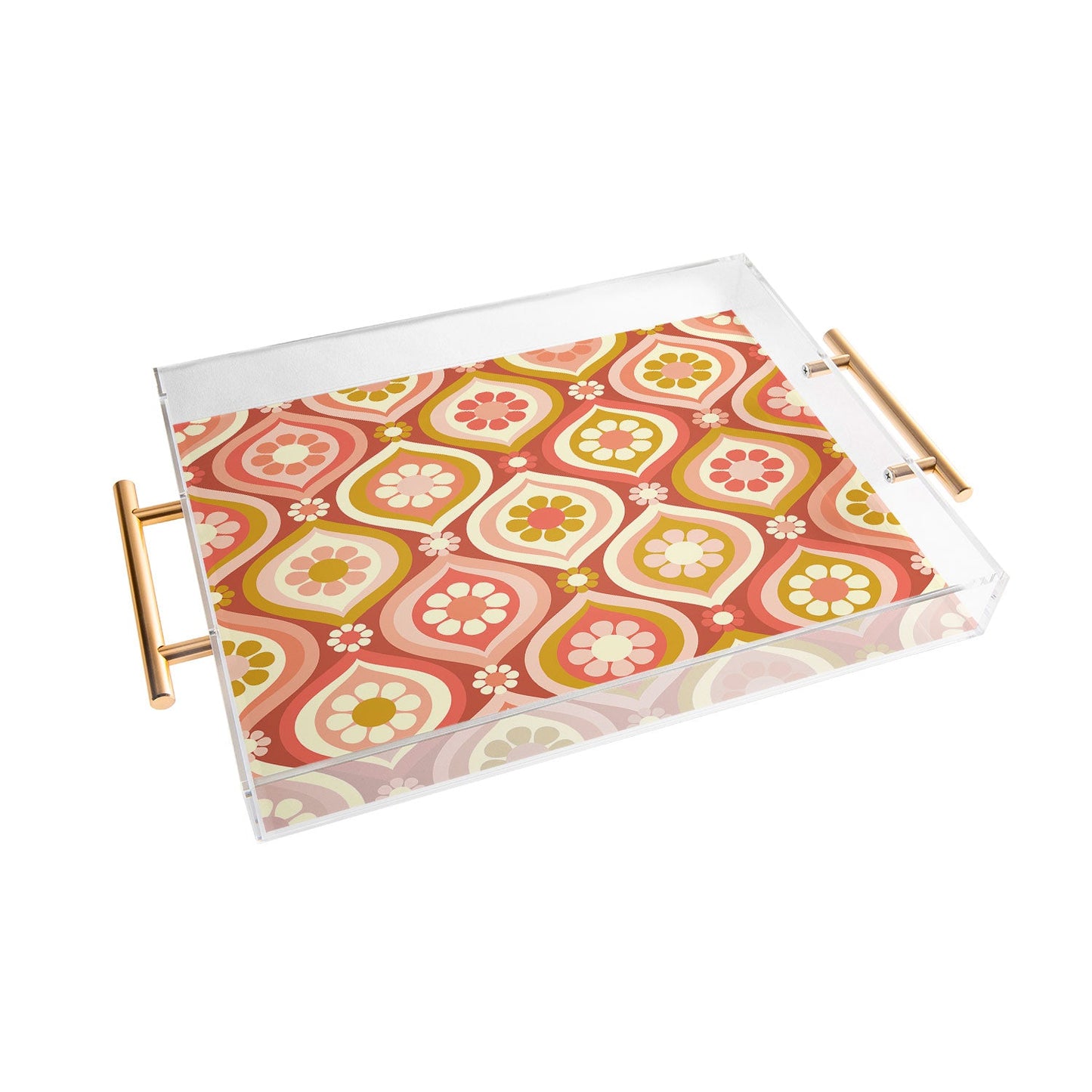 Jenean Morrison Ogee Floral Pink Acrylic Tray