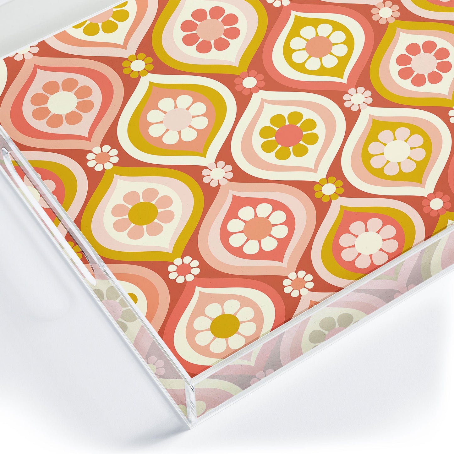Jenean Morrison Ogee Floral Pink Acrylic Tray